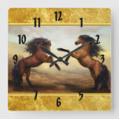 岩荷車を引く山の谷のフリシア馬 スクエア壁時計 (正面)