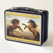岩荷車を引く山の谷のフリシア馬 メタルランチボックス (裏面)