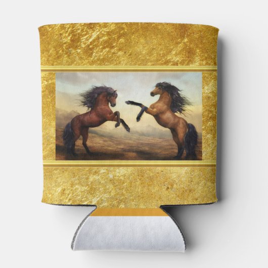 岩荷車を引く山の谷のフリシア馬 缶クーラー (裏面)