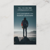 岩運層に立つ人間のリュック 名刺 (裏面)