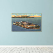 「岩」アルカトラズ島の眺め キャンバスプリント (インサイチュ (ウッドフロア))