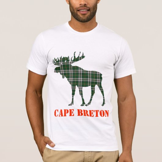 岬のブルターニュのタータンチェック格子縞のアメリカヘラジカのカスタマイズ可能なワイシャツ Tシャツ (正面)