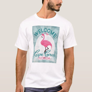 岬の珊瑚のフロリダのピンクのフラミンゴのレトロ Tシャツ