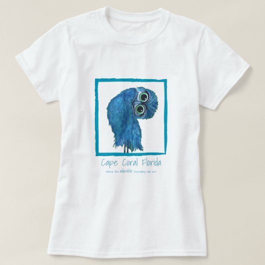 岬の珊瑚の掘り進むフクロウの服装 Tシャツ (デザイン正面)