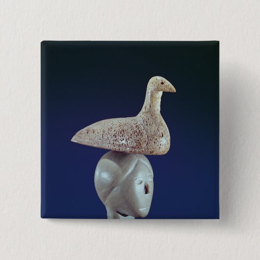 岬ドーセットからの水潜り鳥の鳥の女性の、考えること 缶バッジ (正面)