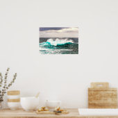 岸に入る大きな転が海の波を抽象化 ポスター (キッチン)