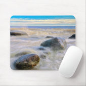 岸の岩に砕ける波 マウスパッド (マウス)