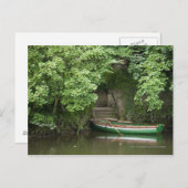 岸辺の階段で漕ぎ舟がロープで囲まれた ポストカード (正面/裏面)