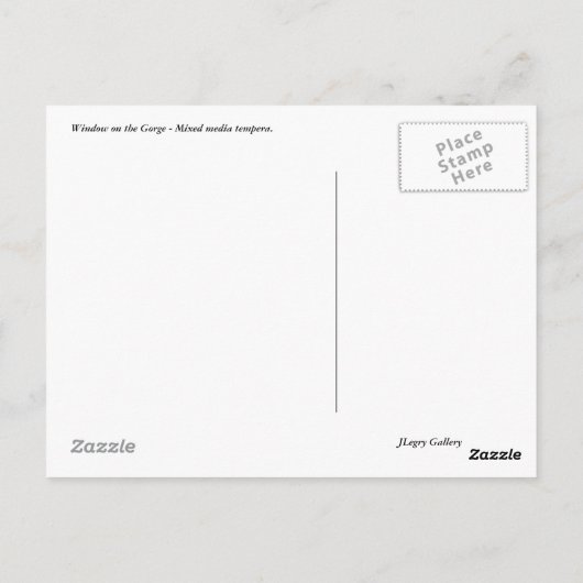 峡谷の窓 – ポストカード (裏面)