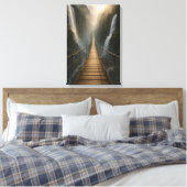 峡谷、川、山の上の吊り橋 キャンバスプリント (インサイチュ (寝室))