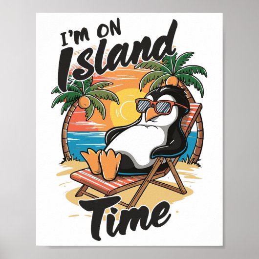 島でのバカンス 南国旅行 リラックス ペンギン ポスター (正面)