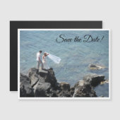 島での結婚式のSave the Date マグネット招待状 (正面/裏面)