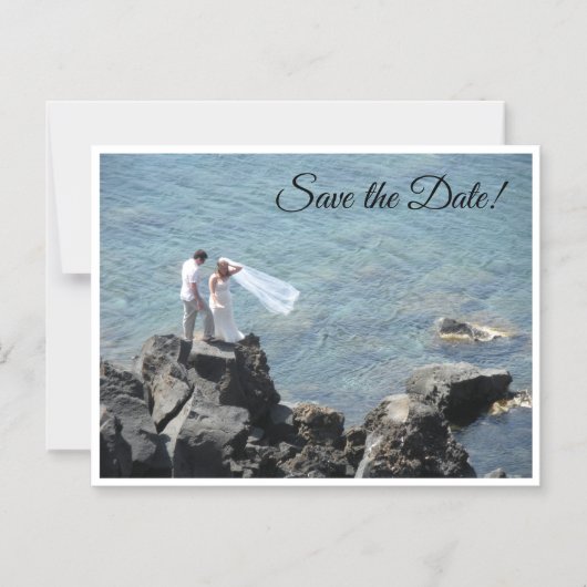 島での結婚式のSave the Date マグネット招待状 (正面)