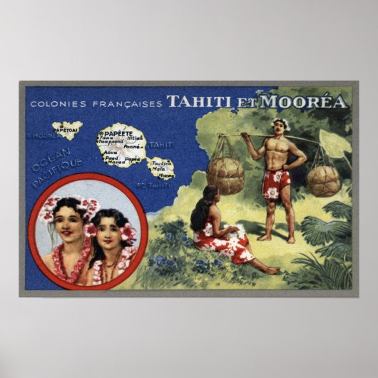 島とムーア島の地図 ポスター (正面)