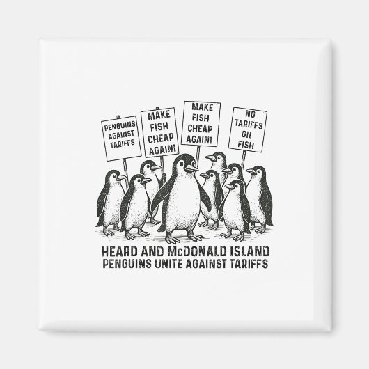 島のおもしろいペンギを聞いて関税に反対するペンギン マグネット (正面)