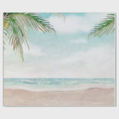 島のそよ風を感じるビーチシーンでのウェディング ラッピングペーパー (フラット)