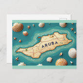 島のアルバの地図 シーズンポストカード (正面/裏面)