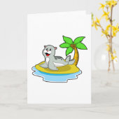 島のシール カード (黄色い花)