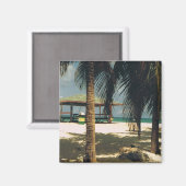 島のシーンを持つ四角い磁石 マグネット (正面/裏面)