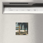 島のシーンを持つ四角い磁石 マグネット (インサイチュ (食洗機))