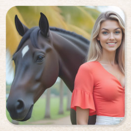 島のチャーム：ヘレナと彼女の威厳のある馬 スクエアペーパーコースター