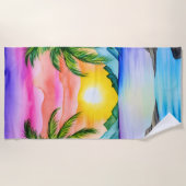 島のトロピカルビーチサンセット ビーチタオル (正面)