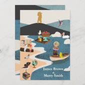 島のパロッツカップル山の結婚頂上 招待状 (正面/裏面)