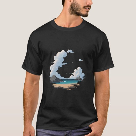 島のビーチの風景 Tシャツ (正面)