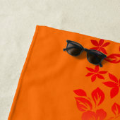 島のブレンドのハワイのハイビスカスの花柄-オレンジ ビーチタオル (インサイチュ)