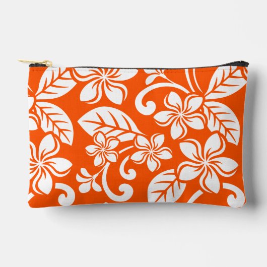 島のプルメリアのパターン アクセサリーポーチ (正面)