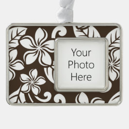 島のプルメリア（コーヒーブラウン） シルバープレートフレームオーナメント