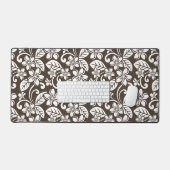 島のプルメリア（コーヒーブラウン） デスクマット (キーボード&マウス)