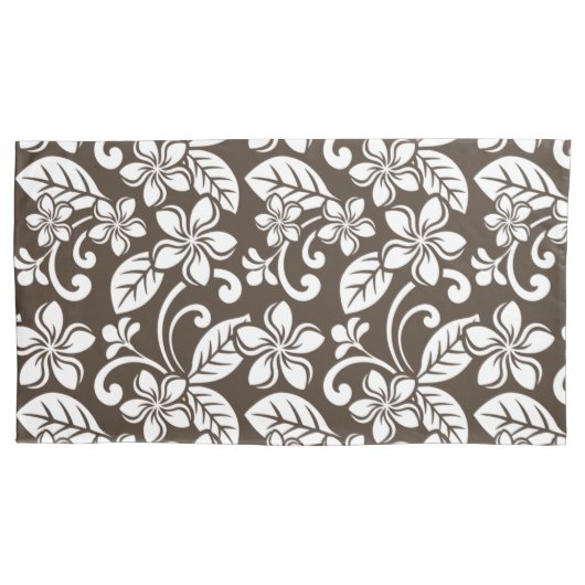 島のプルメリア（コーヒーブラウン） 枕カバー (正面左)