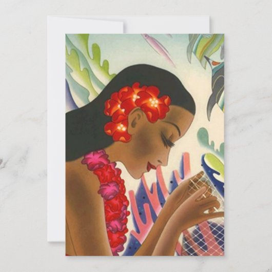 島のレイのルアウ(ハワイ式宴会)のパーティーのTikiの熱帯招待状 招待状 (正面)