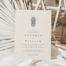 島のヴィンテージピンアップル結婚式招待状