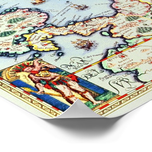 島の地カリブの図 ポスター (角)