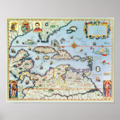 島の地カリブの図 ポスター (正面)