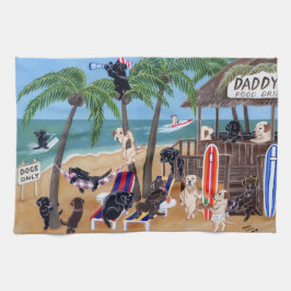 島の夏期休暇のラブラドールの絵を描くこと キッチンタオル