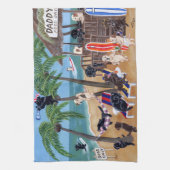 島の夏期休暇のラブラドールの絵を描くこと キッチンタオル (縦)