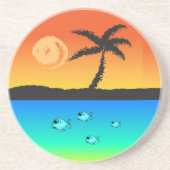 島の夕日 コースター (正面)