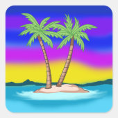 島の夕日 スクエアシール (正面)
