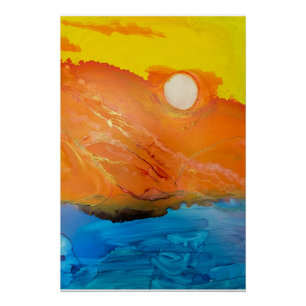 島の夕日 ポスター