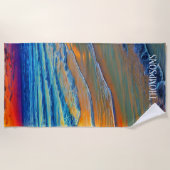 島の夕日(名前パーソナライズされた付き) ビーチタオル (正面)