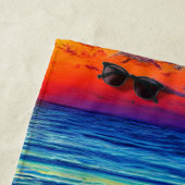 島の夕日(名前パーソナライズされた付き) ビーチタオル (インサイチュ)