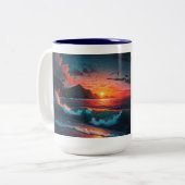 島の日没#1 ツートーンマグカップ (正面左)