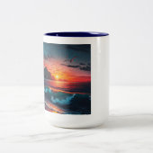 島の日没#1 ツートーンマグカップ (中央)