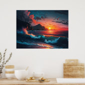 島の日没#1 ポスター (キッチン)