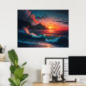 島の日没#1 ポスター (ホームオフィス)