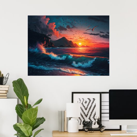 島の日没#1 ポスター (ホームオフィス)