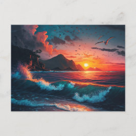 島の日没#1 ポストカード